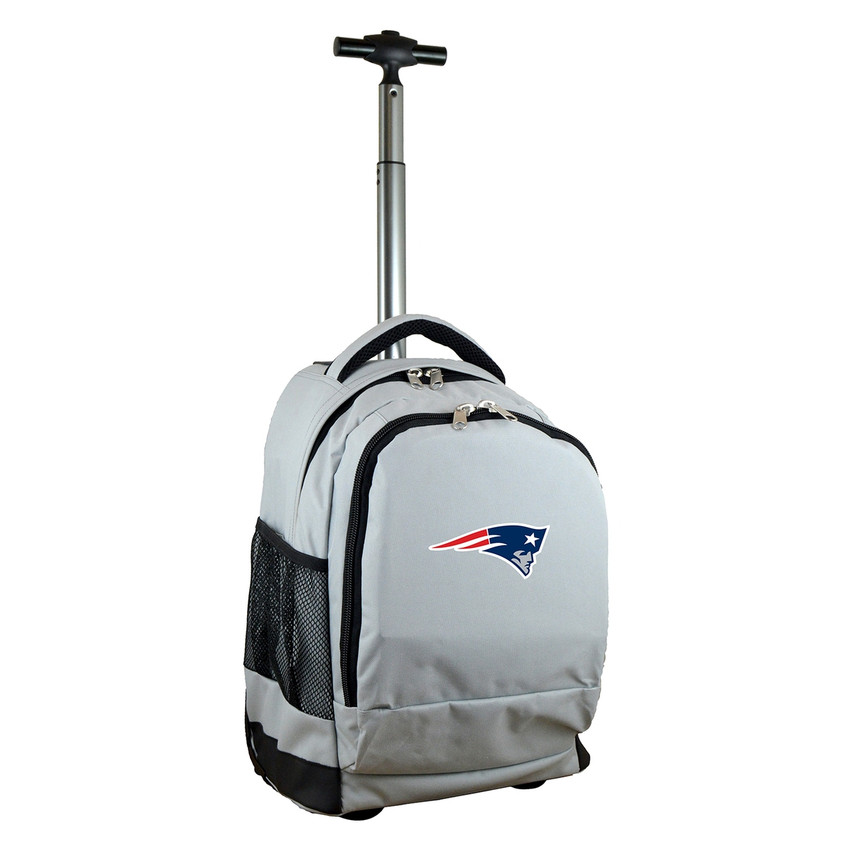 New England Patriots 19" Premium Wheeled Backpack - Silver