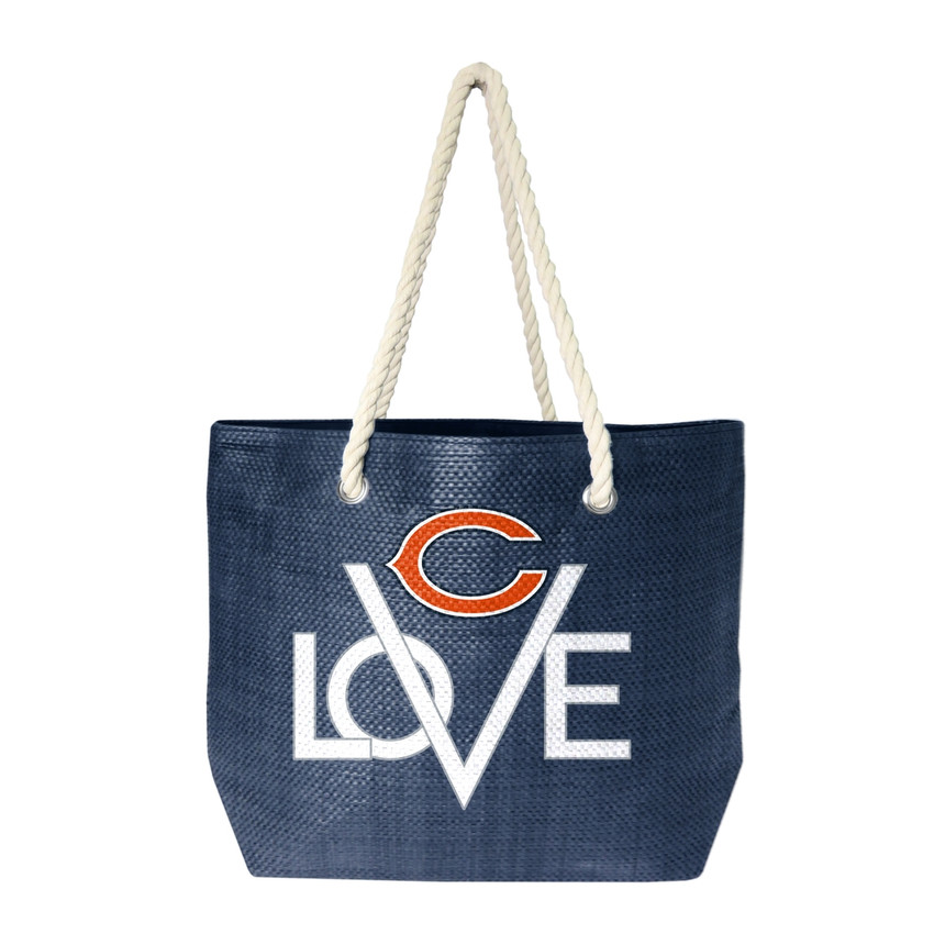 Chicago Bears Love Tote Bag NFL Fan Tote Travel Shopping Bag