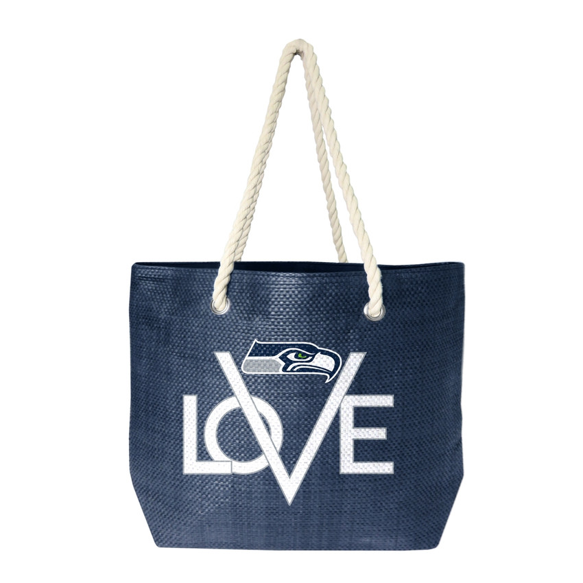 Seattle Seahawks Love Tote Bag NFL Fan Tote Travel Shopping Bag
