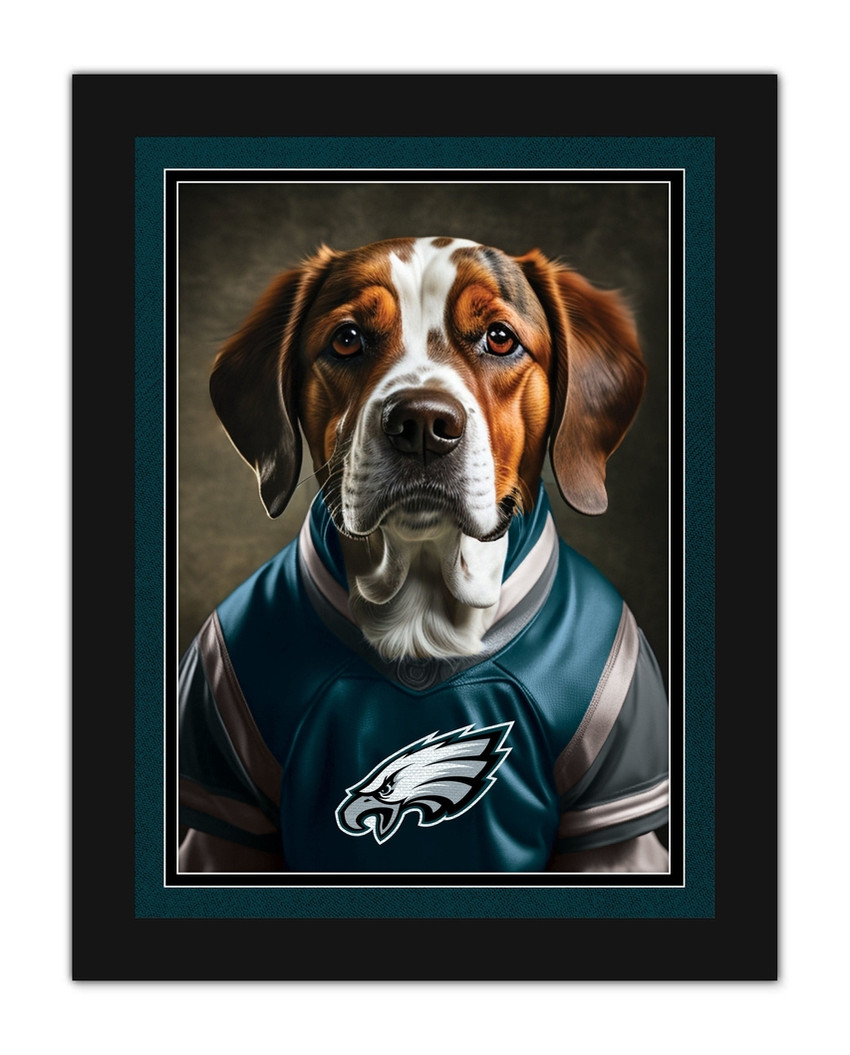 Philadelphia Eagles Dog in Team Jersey 12x16