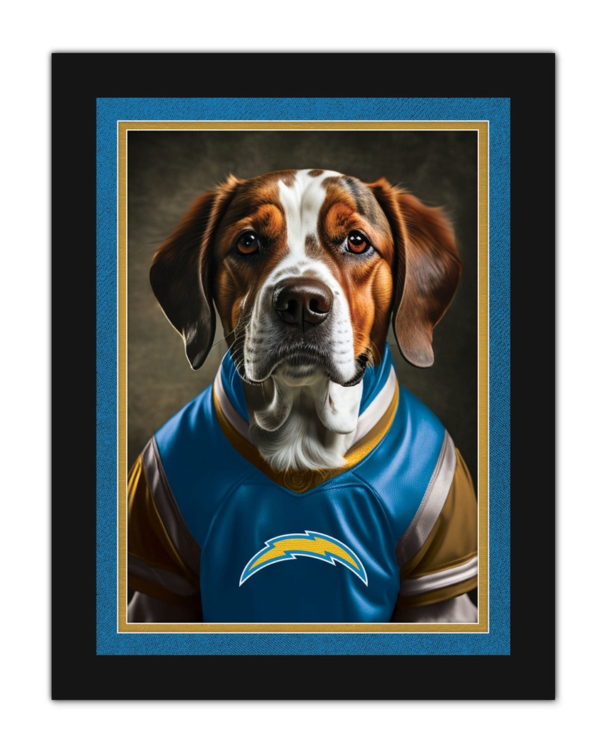 Los Angeles Chargers Dog in Team Jersey 12x16
