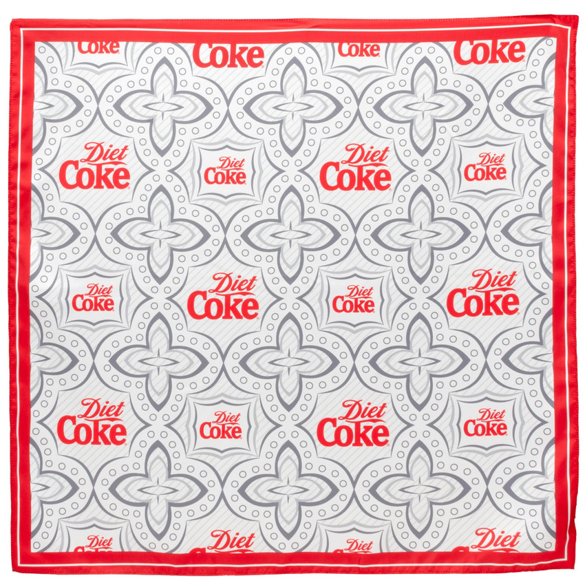 Satin Diet Coke Print Grey Scarf - Stylish Accessory for Everyday Wear