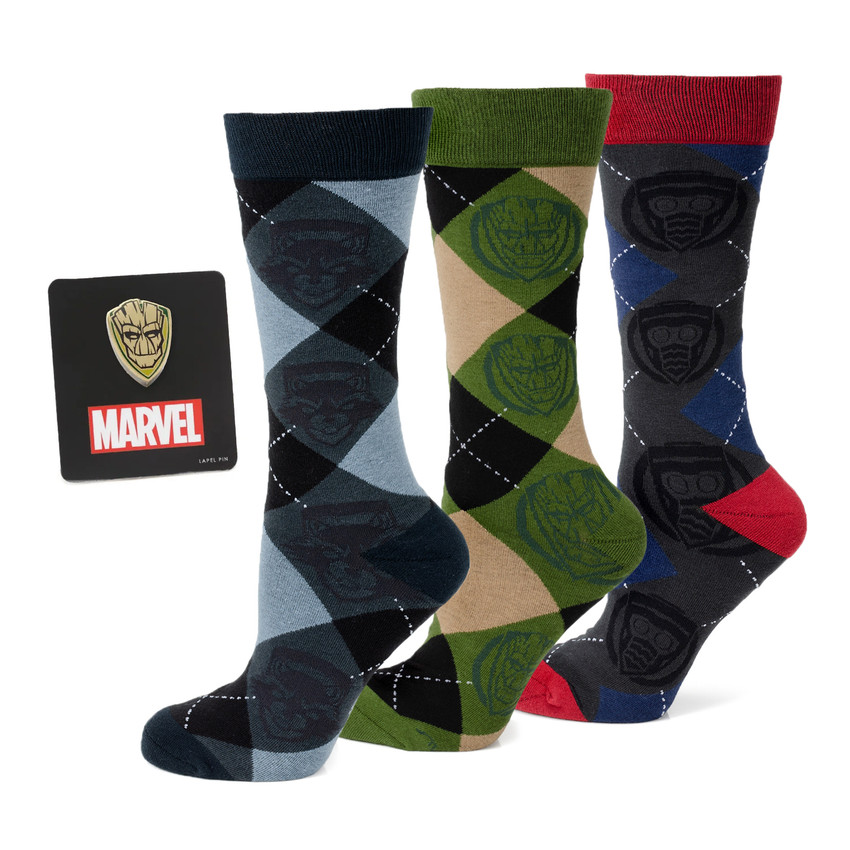 Guardians of the Galaxy Argyle 3 Sock Pack Gift Set
