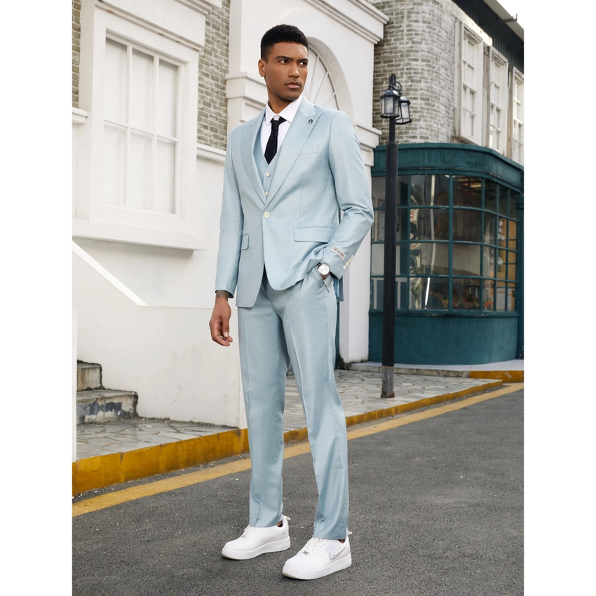 Mens Suit 3pc Solid Textured By Stacy Adams - Baby Blue