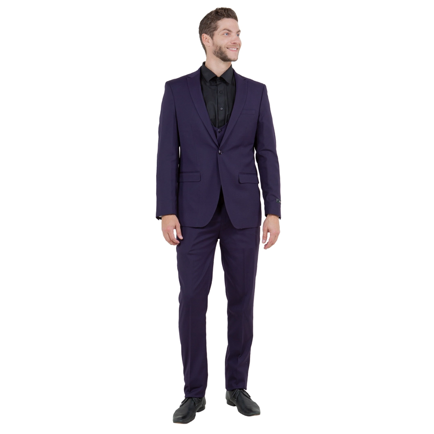Men's Suit Peak Lapel 3 Piece Set - Purple