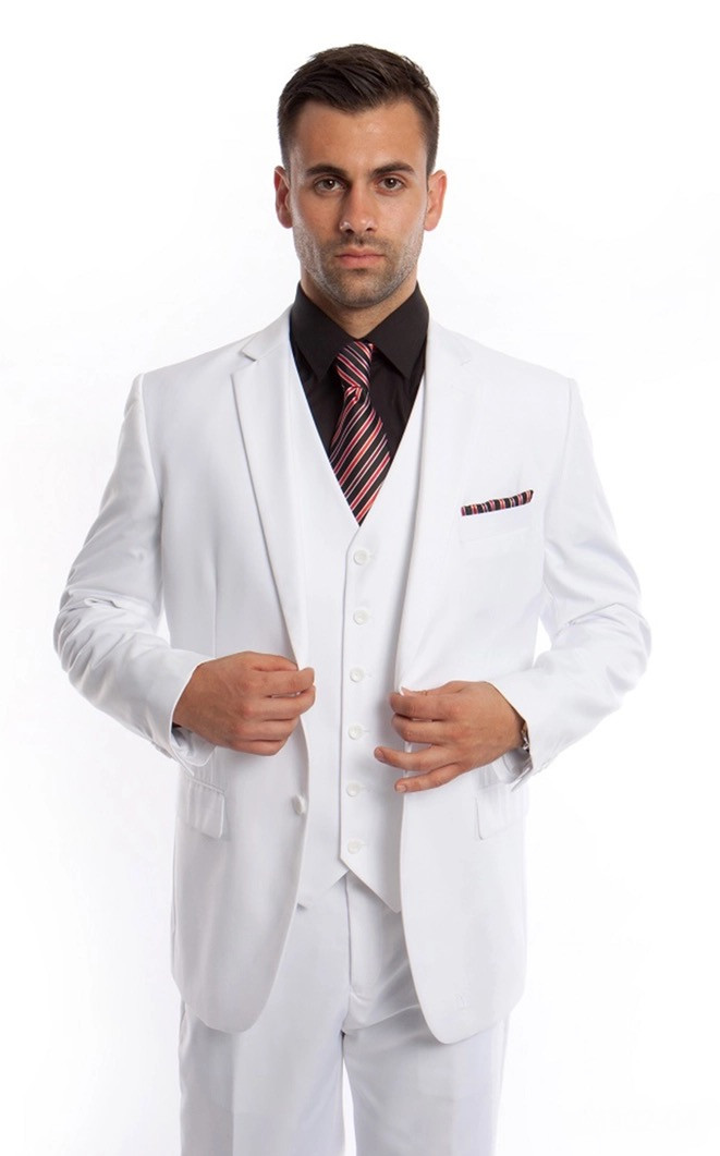 Men's Modern Fit 3-Piece Suit - White
