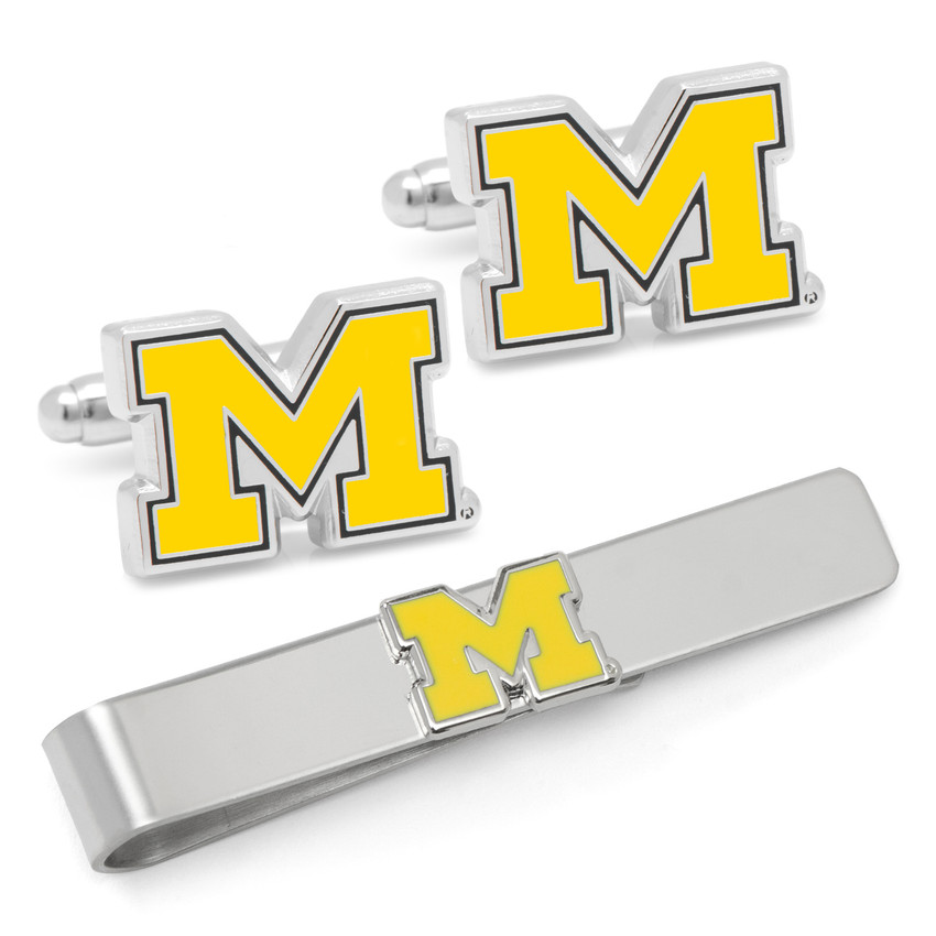Michigan Cufflinks and Tie Bar Gift Set