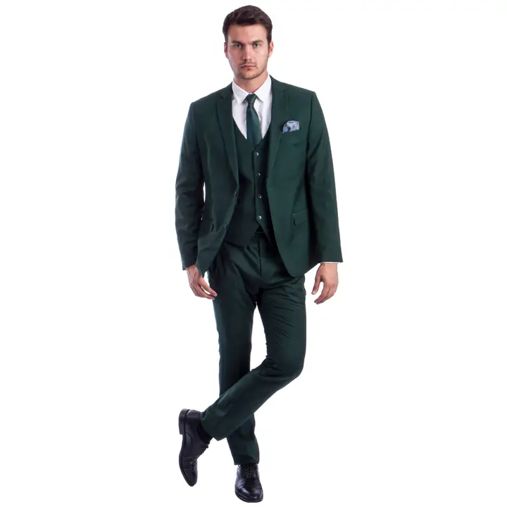 Light Weight Men's Stretch Skinny Fit 3-Piece Suit - Green