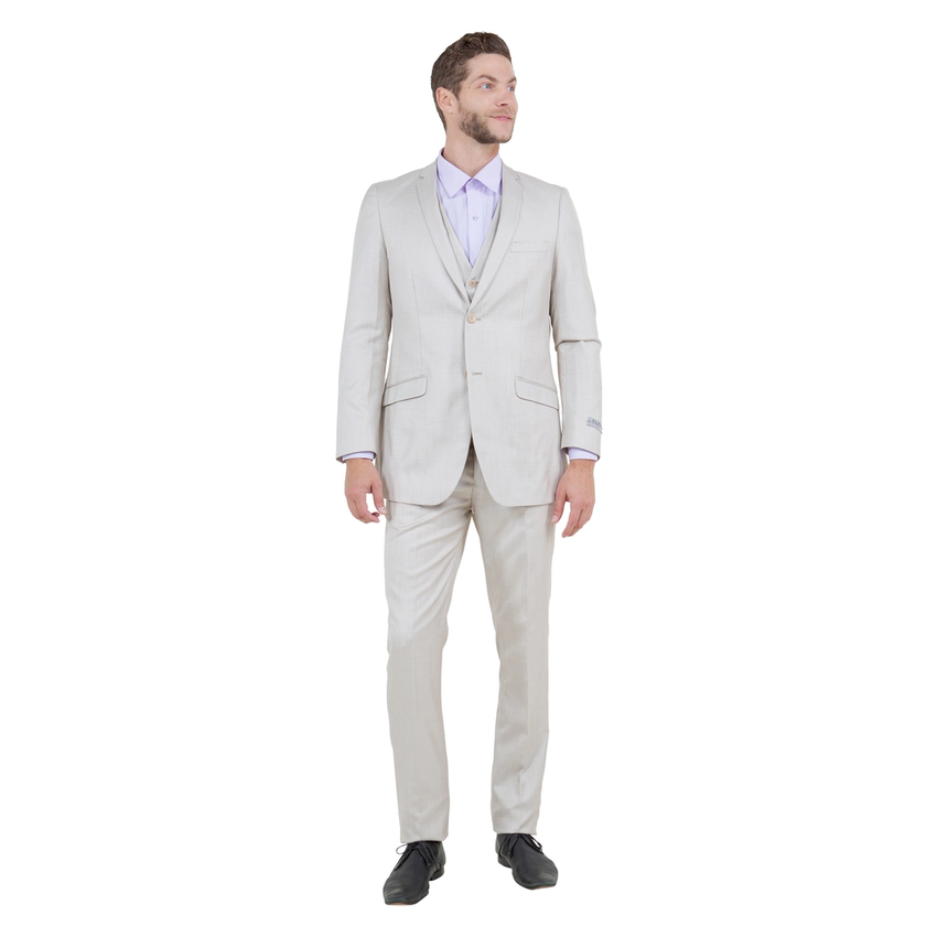 Tazzio Men's Modern Fit 3-Piece Suit - Tan
