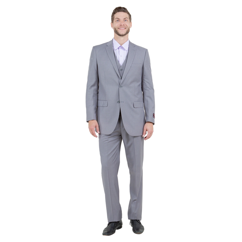 Demantie Men's  Pinstripe 3-Piece Suit - Light Grey