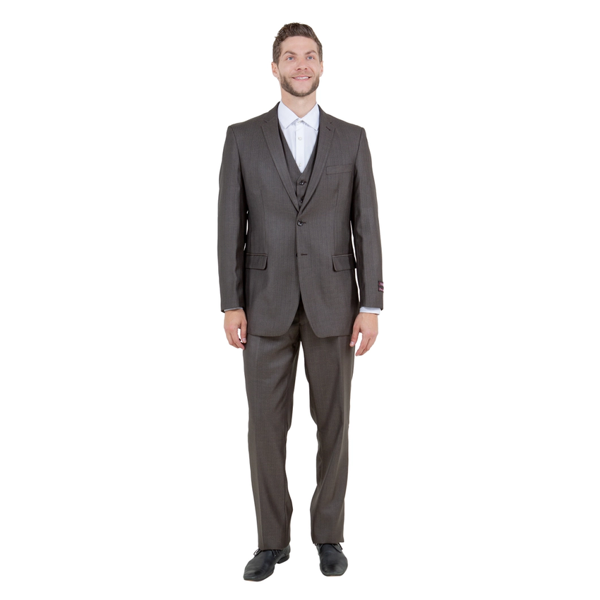 Tazzio Men's Modern Fit 3-Piece Suit - Brown