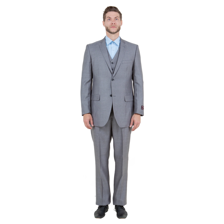 Tazzio Men's Modern Fit 3-Piece Suit - Grey