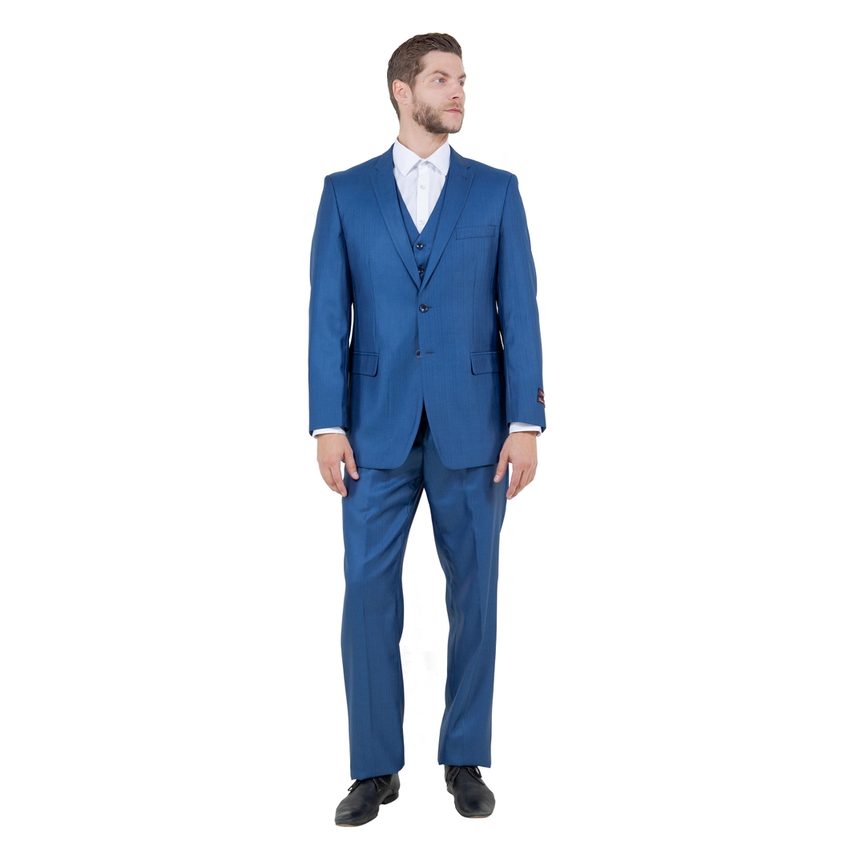 Tazzio Men's Modern Fit 3-Piece Suit - Blue