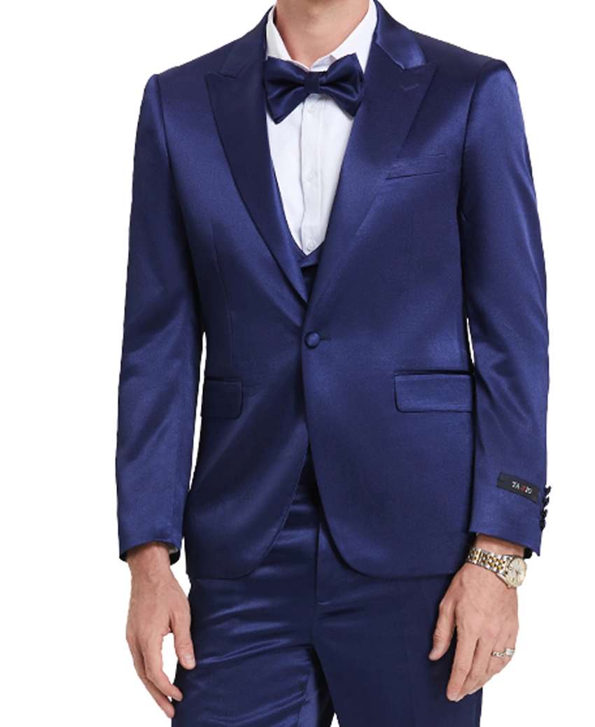 Men's 3-Piece Peak Lapel Suit - Blue