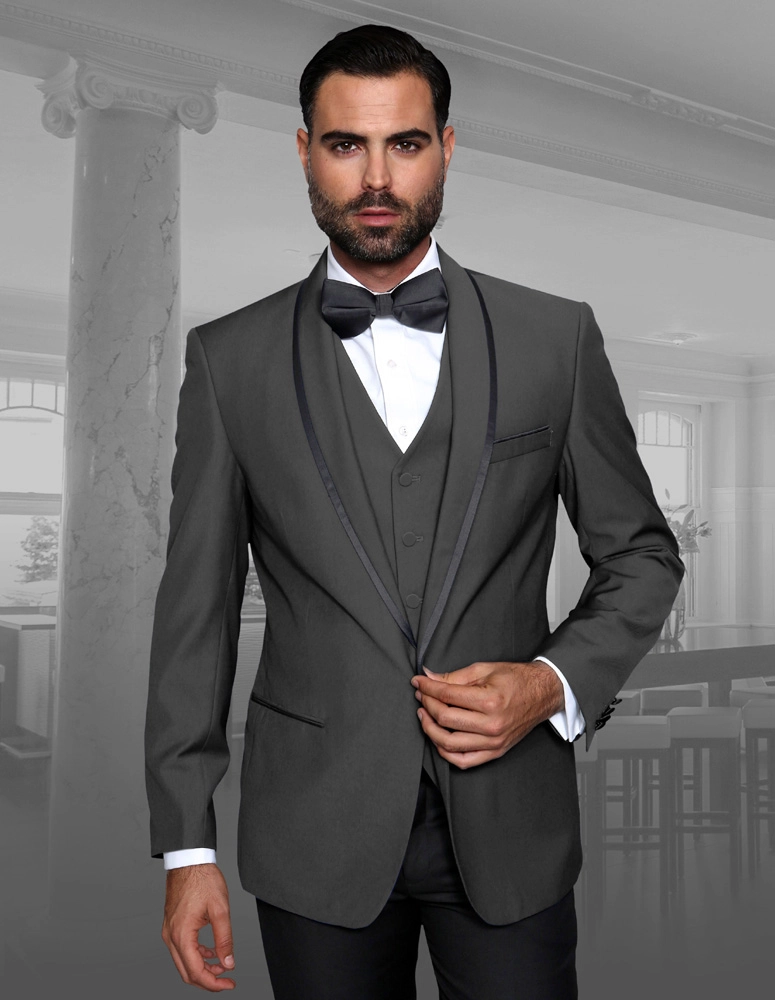 Genova 3-Piece Wool Men's Suit Set - Charcoal
