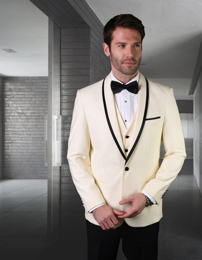 Genova 3-Piece Wool Men's Suit Set - Off White