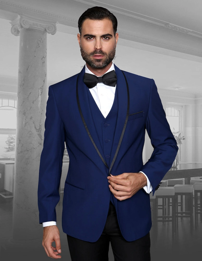 Genova 3-Piece Wool Men's Suit Set - Sapphire