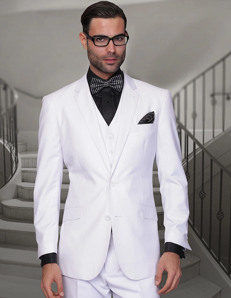 100% Italian Wool Men's 3-Piece Suit - White
