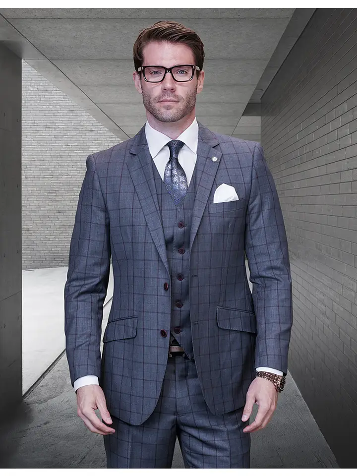Salvatore 3-Piece Plaid Men's Tuxedo Set - Italian Wool & Cashmere
