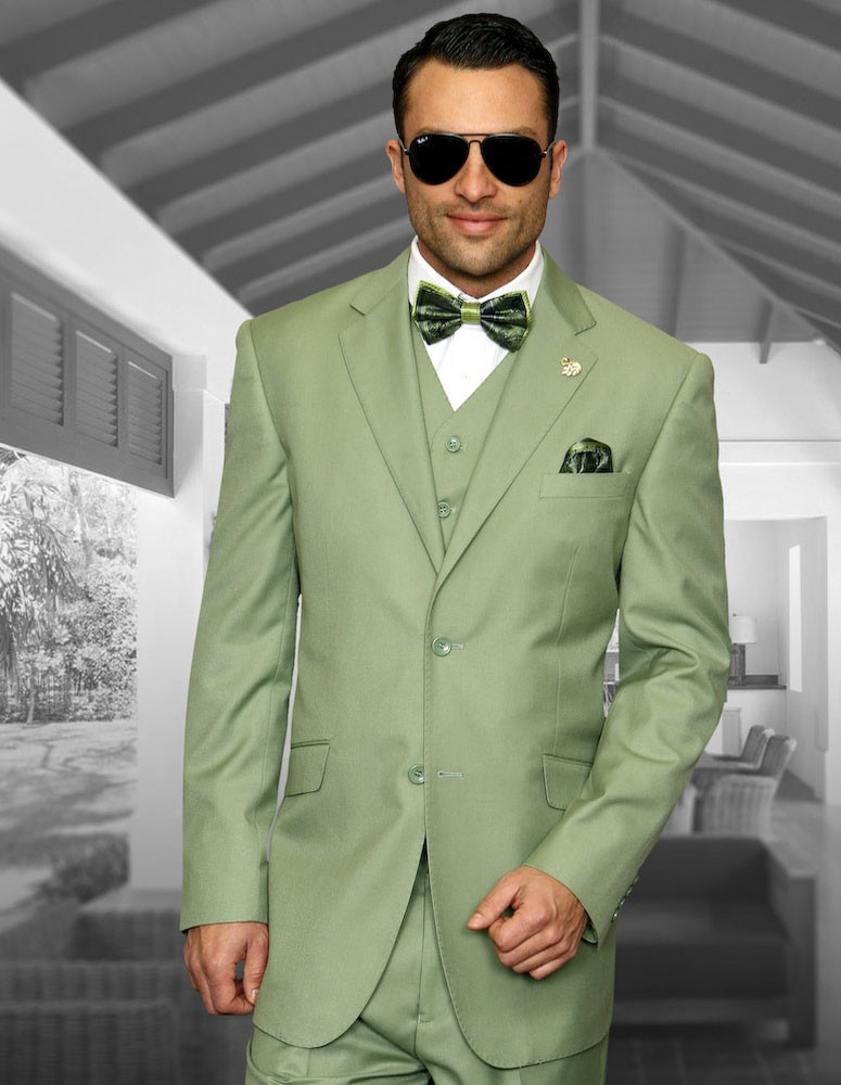 100% Italian Wool Men's 3-Piece Suit - Applegreen