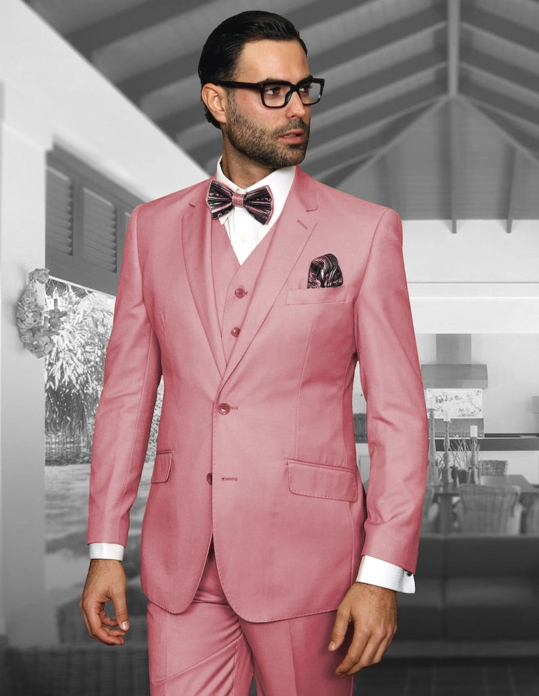 100% Italian Wool Men's 3-Piece Suit - Blush