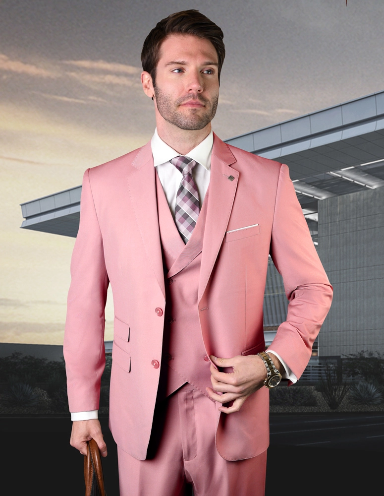 Zargala Modern Fit Men's 3-Piece Suit - Blush