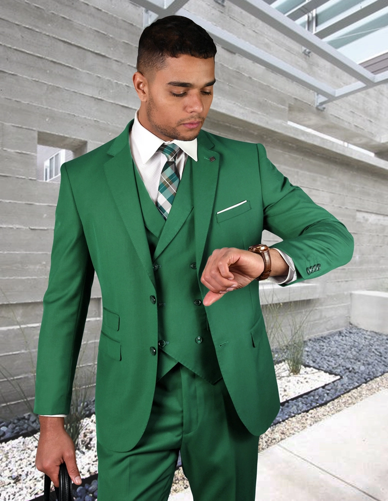 Zargala Modern Fit Men's 3-Piece Suit - Kelly Green