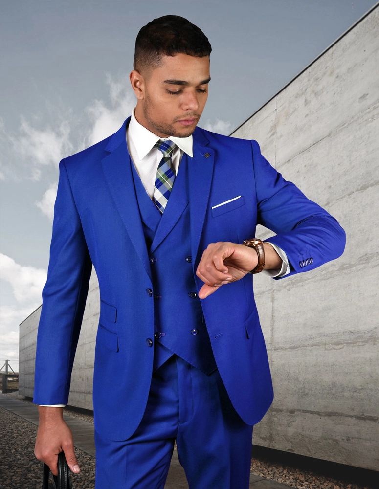 Zargala Modern Fit Men's 3-Piece Suit - Royal Blue