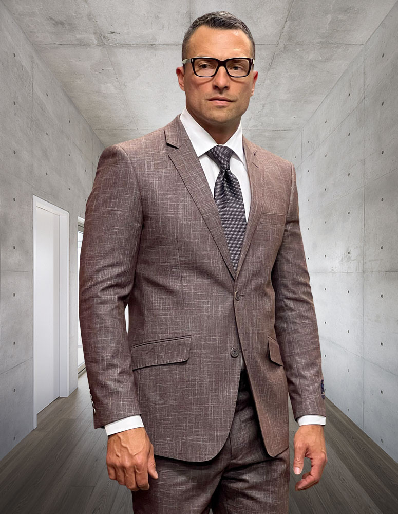 Porto-5 Handcrafted Italian Wool Suit Set - Brown