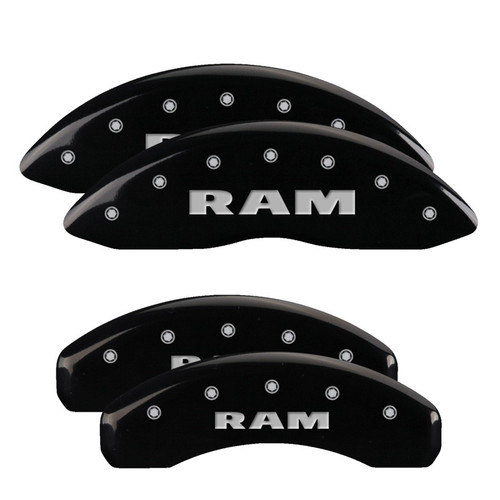 MGP 4 Caliper Covers Engraved Front & Rear Ram Black Finish Silver Char 2019 Ram 1500 - 55005SRAMBK Photo - Primary
