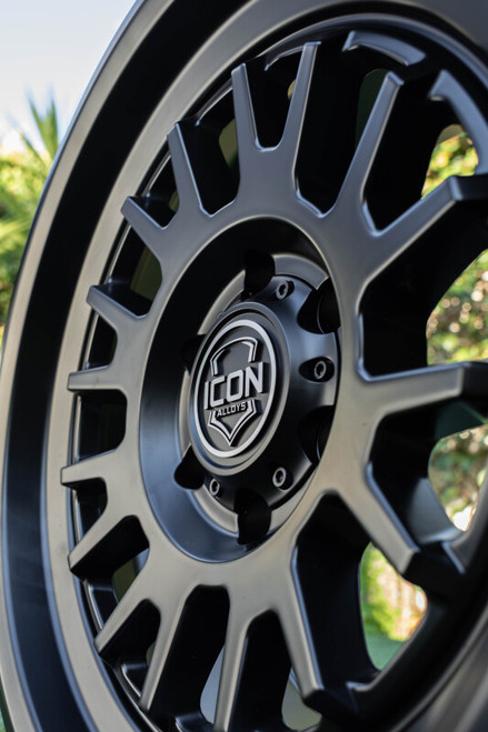 ICON Anza 17x8.5 5x150 25mm Offset 5.75in BS - Satin Black Wheel - 8217855557SB Photo - Close Up