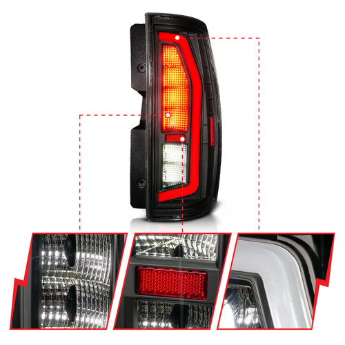 Anzo 07-14 Chevrolet Suburban / 07-14 GMC Yukon Black Full LED Tail Light Plank Style w/ Clear Lens - 311487 Photo - Unmounted