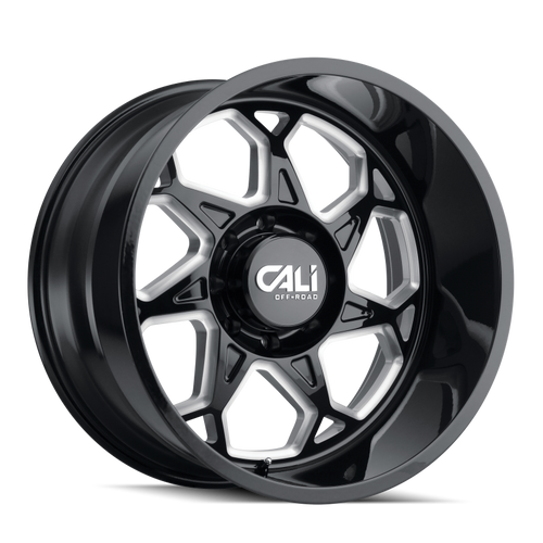 Cali Off-Road 9111 Sevenfold 20x12 / 6x135 BP / -51mm Offset / 87.1mm Hub Gloss Black Milled Wheel - 9111-2236BM Photo - Primary