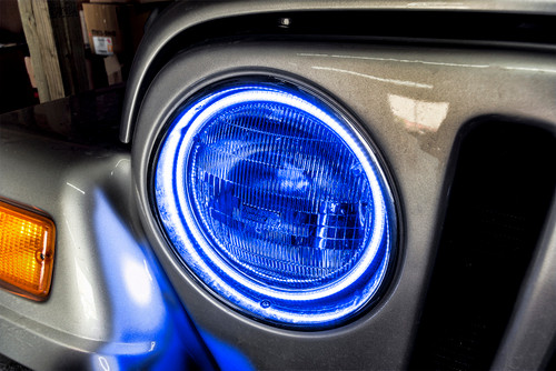 Oracle 97-06 Jeep Wrangler TJ Surface Mount LED Headlight Halo Kit - Blue - 3947-002 Photo - lifestyle view