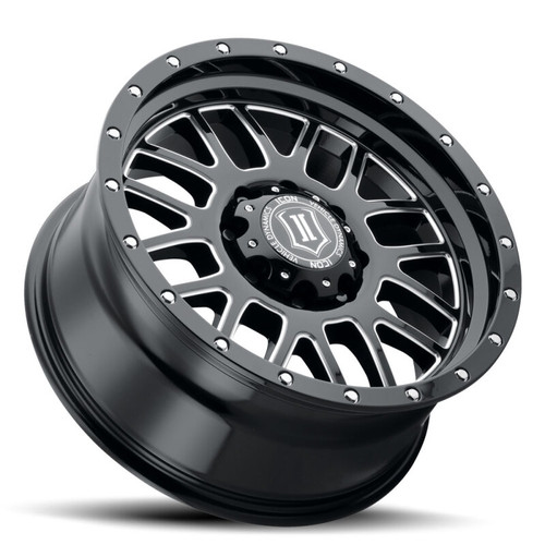 ICON Alpha 20x9 / 6x5.5 / 16mm / 5.625in BS Gloss Black Wheel w/ Milled Windows - 1220909056GBMW Photo - Unmounted