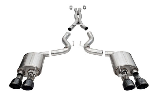 Corsa 20-22 Ford Mustang GT500 3.0in Dual Rear Exit Catback w/ Twin 5.0in Black Slash Cut Pro Tips - 21291BLK Photo - Primary
