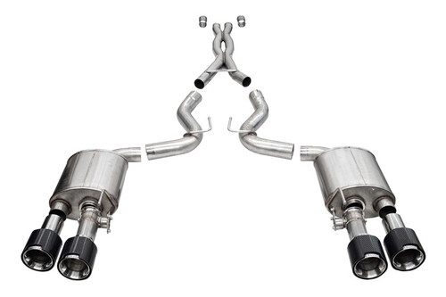 Corsa 20-22 Ford Mustang GT500 3.0in Dual Rear Exit Catback w/ Twin 5.0in Polished Carbon Fiber Tips - 21292CF Photo - Primary