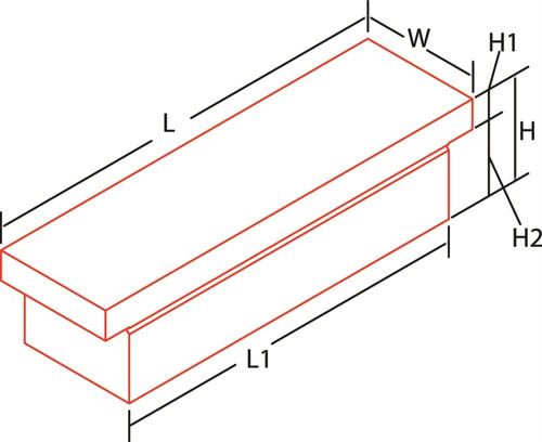 Deezee Universal Tool Box - Blue Crossover - Single Lid (Txt Blk) - DZ9170TB Technical Drawing