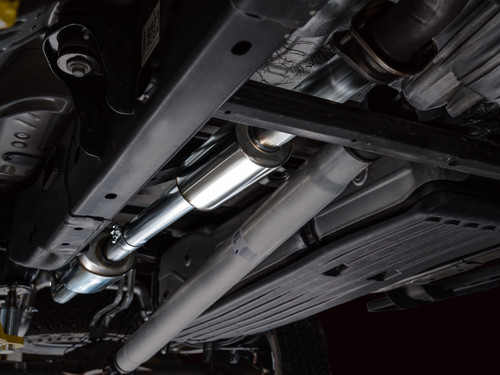 AWE Tuning 2021+ Ford F150 Tremor w/ Bumper Cutouts 0FG Resonated Cat-Back w/ Chrome Silver Tips - 3015-32402 Photo - Mounted