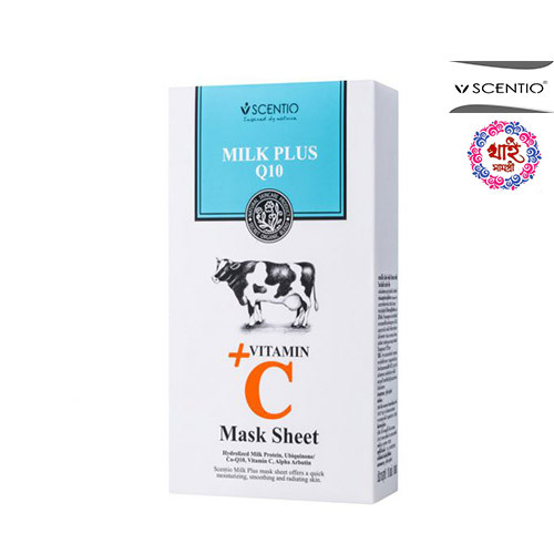 SCENTIO MILK PLUS Q10 PLUS VITAMIN C MASK SHEET Centio Milk Plus Q10 Plus Vitamin C Mask (10