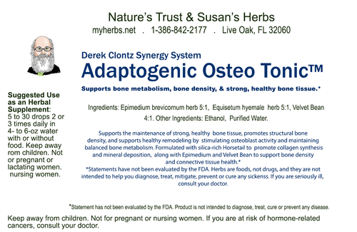 Adaptogenic Osteo Tonic, Derek Clontz Synergy, 4-oz