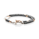 Magnificat Rosalet: Square Polished Hematite Beads, Rose Gold Pater Beads, Traditional by Ghirelli