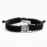 One Love One World Benedictine One Blessing Bracelet for Him-(Black/Silver)