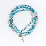 Miracle Rosary Wrap Bracelet-(Blue/Silver)