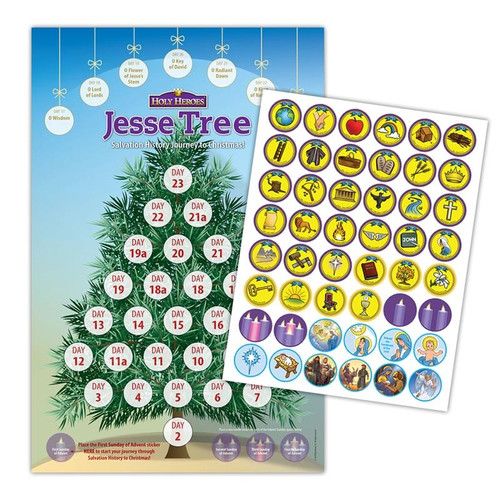 Jesse Tree Poster and Sticker Activity: Salvation History Journey to Christmas-(2-Pack)