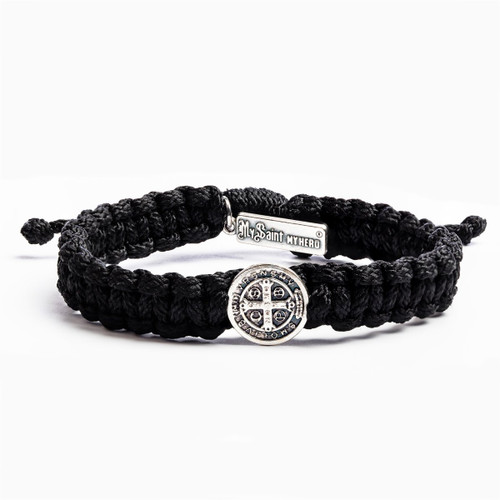 FIMAODZ Saint Benedict Medal Cross Bracelet Vintage Art Photo Print Glass  Dome Black Leather Bracelets Adjustable Mens Bangles - AliExpress