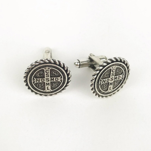St. Benedict Cuff Links-(Silver)