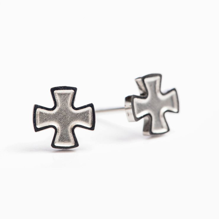 Faith Stud Earrings-(Silver)