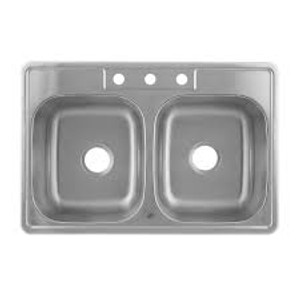 ELKAY OM3322-5-3 STAINLESS STEEL SINK 33" x 22" x 5.5" 3-HOLE DOUBLE BOWL ELKAY OM3322-5-3 STAINLESS STEEL SINK 33" x 22" x 5.5" 3-HOLE DOUBLE BOWL