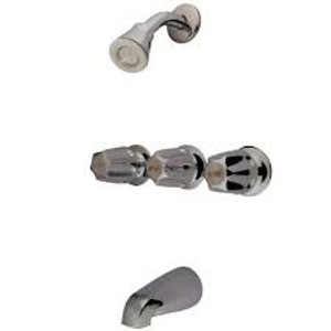 KINGSTON BRASS KF110 THREE HANDLE 8" CENTERS TUB AND SHOWER VALVE CHROME PLATED